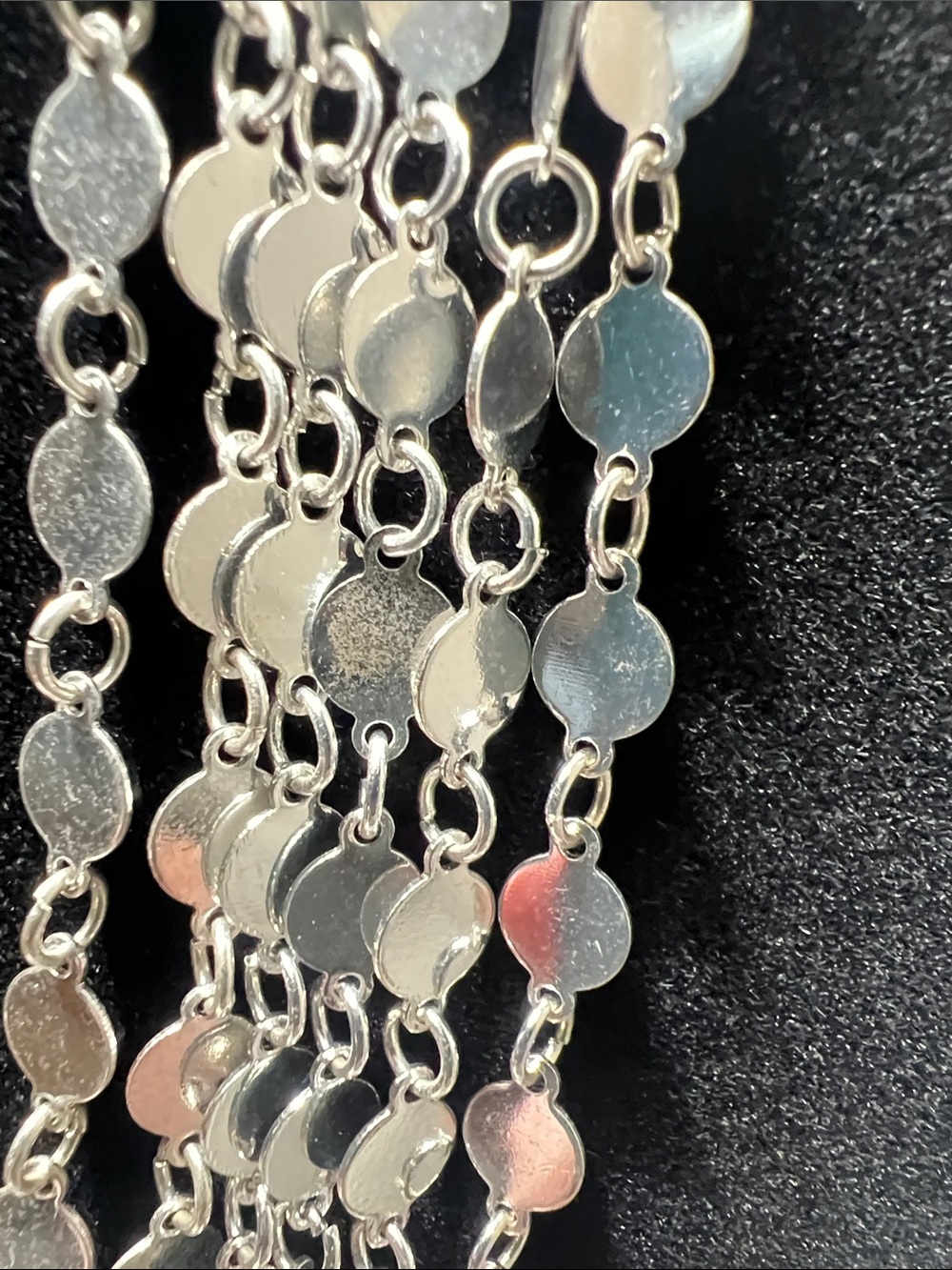 Sparkling Multi-Strand Silver Tone Disc Statement Necklace - Vintage - Picture 12 of 16